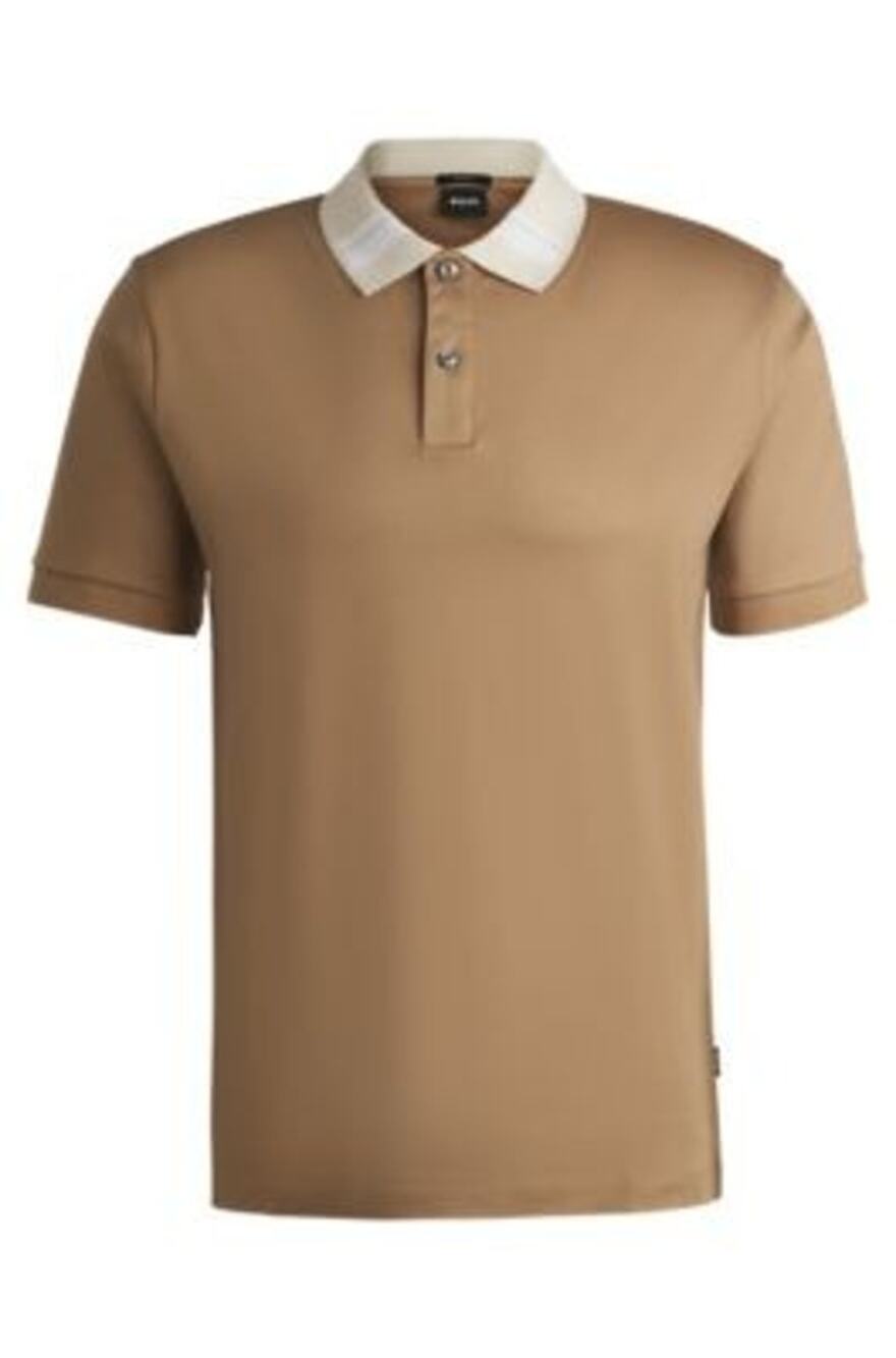 Hugo Boss Mercerized-Cotton Slim-fit Polo Shirt Light Beige Large